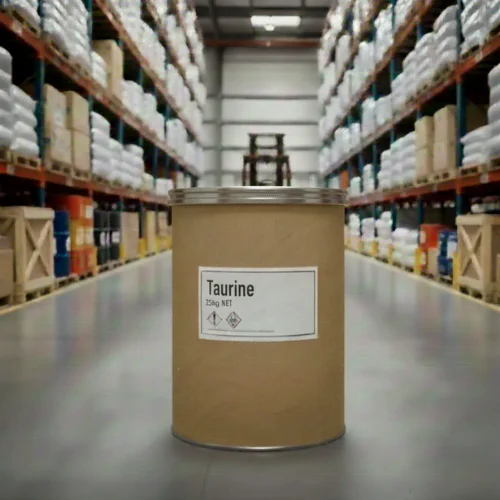 Taurine powder in 25kg fiber drums warehouse storage Johannesburg