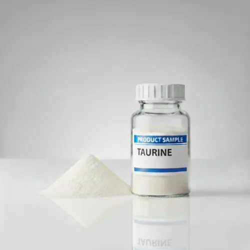 Taurine powder undergoing HPLC purity analysis in laboratory